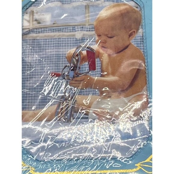 Baby Photo Album 100 slip in pockets 3 1/2" x 5 1/4" soft padded cover blue READ - Picture 8 of 8